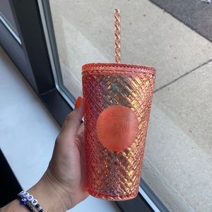Starbucks 2021 Holiday Rose Gold Jeweled Studded Tumbler Cup Grande 16oz NEW